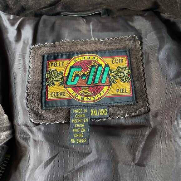 🔥VTG Global Identity G III Suede Bomber Jacket Rusty Brown Moto Utility XXL - Picture 14 of 15